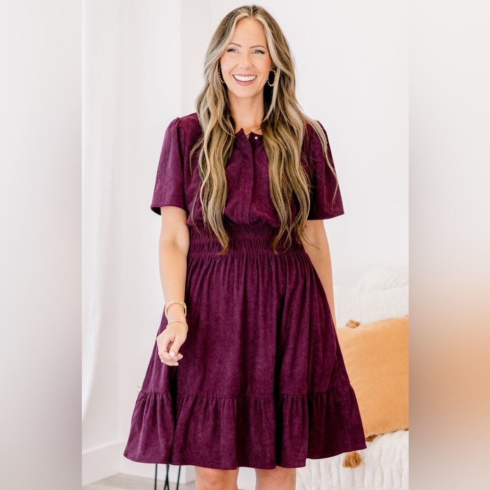ChicSoul.com Leaves Changing Dress in Plum Plus Size
